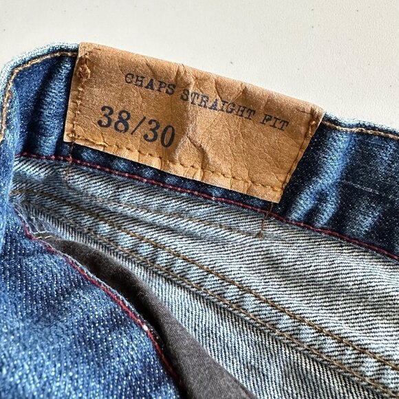 Chaps Jeans Mens 38X30 Mid Rise Straight Fit Medium Wash All Cotton Blue Denim - Picture 5 of 10